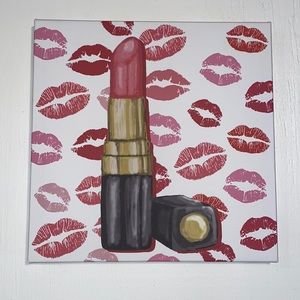 Kisses & Lipstick Canvas Wall Art